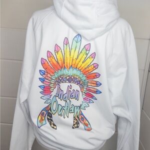 White Hoodie Indian Outlaw with Colorful Graphic Large Bundle and Save